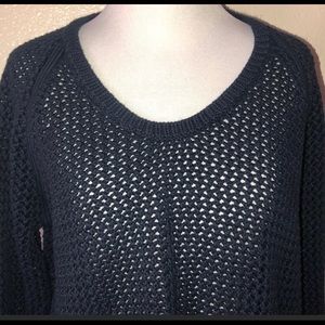 C&C California cotton navy open knit crop sweater